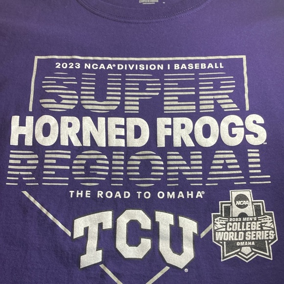 Mens 2XL Champion NCAA Purple TCU Baseball T Shirt - Picture 4 of 8